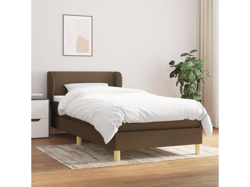 Lit à sommier tapissier avec matelas Marron foncé 90x200 cm IPNT32461
