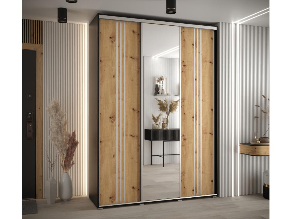 ARMOIRE Dekonao 7 À PORTES COULISSANTES 235.2/170/45 3 portes Noir/Dekonao/Argent XXUQ31557