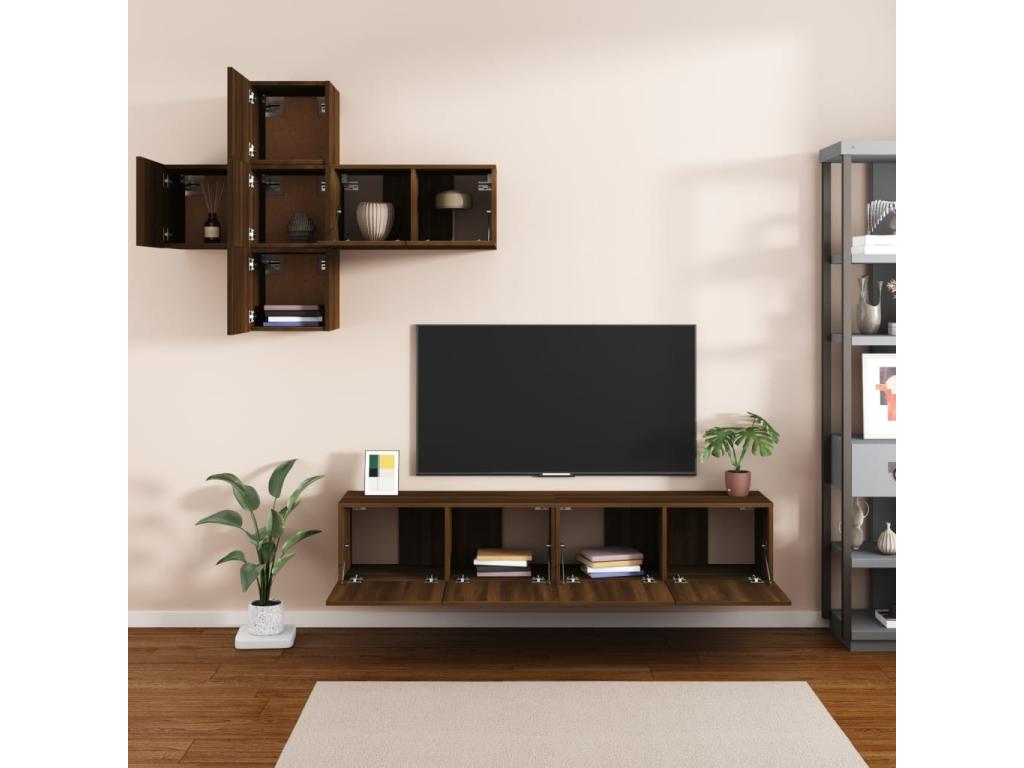 Ensemble de meubles TV 7 pièces Chêne marron Bois d'ingénierie GJVS86399