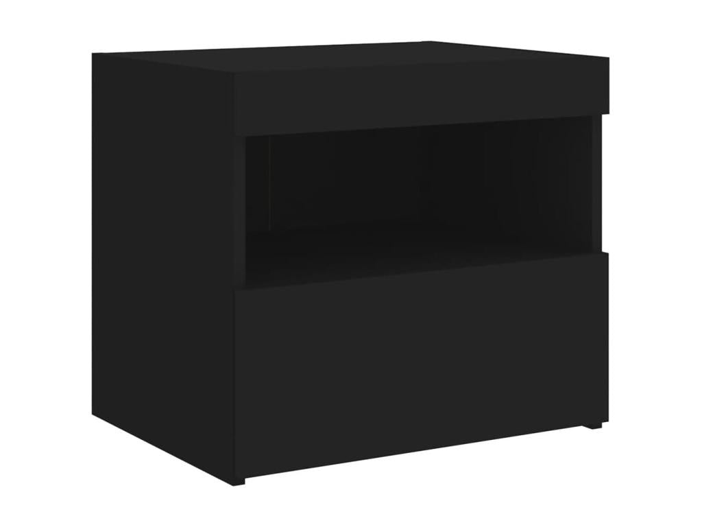 Table de chevet avec Ligniva LED noir 50x40x45 cm QYDV82259