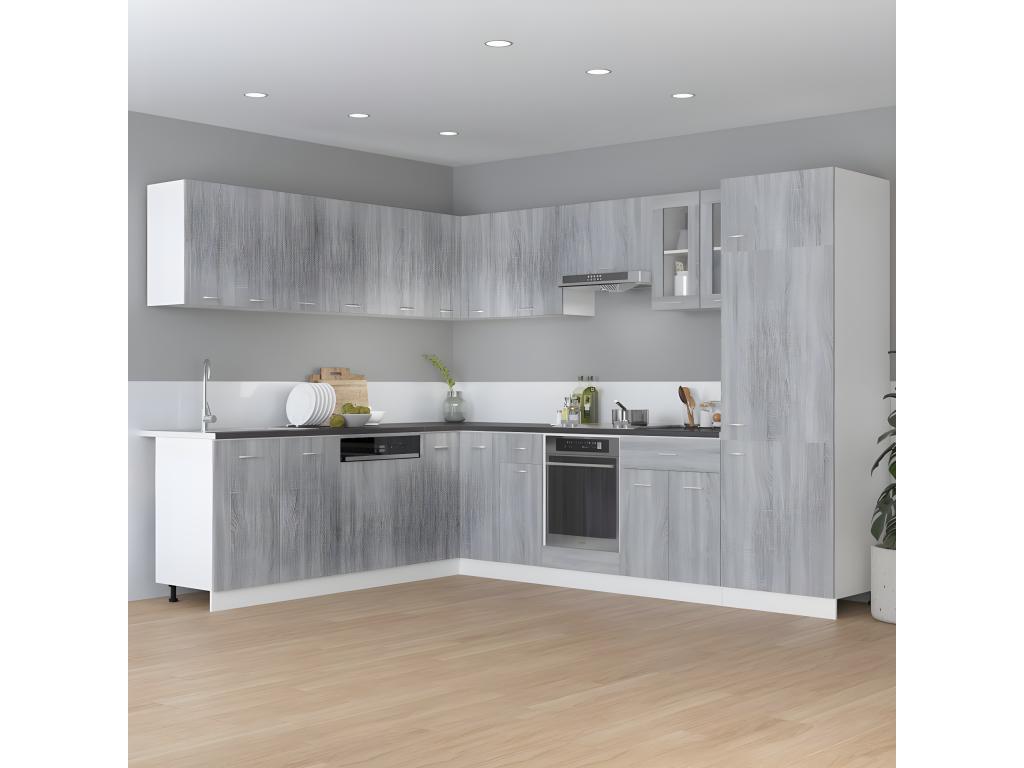 Armoire à réfrigérateur Dekonao gris 60x57x207 cm Bois ENDX65033