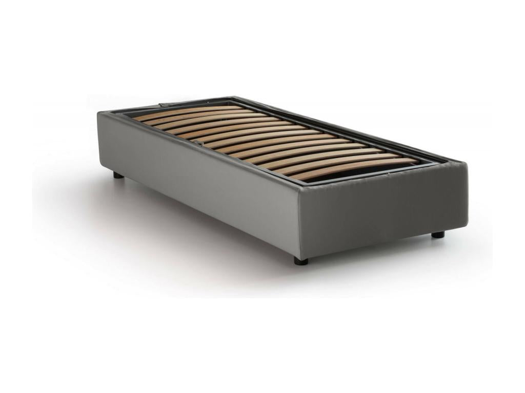 Lit simple Dekonao Lit coffre avec revêtement en tissu Made in Italy Ouverture frontale avec matelas 80x200 cm inclus Gris EKLH03784