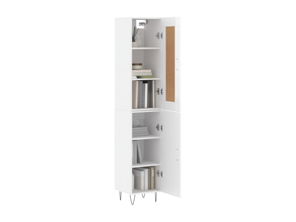 Buffet haut Blanc brillant 34,5x34x180 cm Bois d'ingénierie UCWV51593