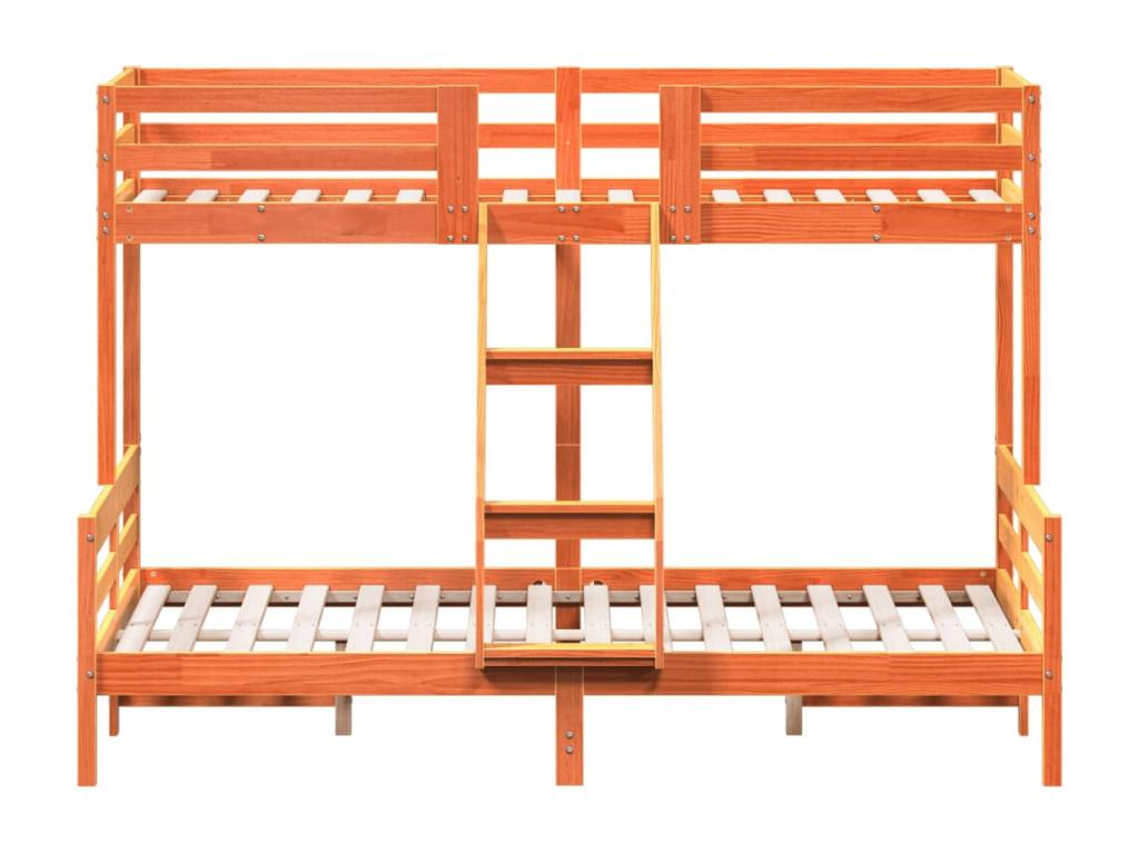 Lit superposé 90x200-140x200 cire marron bois de pin massif PWWD93213