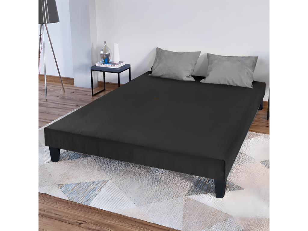 Nobellea LITERIE - Sommier tapissier Nobellea 140x190 cm - Epaisseur 13 cm - Gris anthracite pieds non inclus GGDP48506