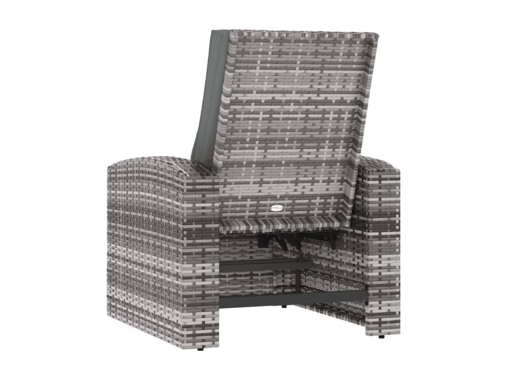 Fauteuil inclinable de jardin avec coussins gris résine tressée NINU53539