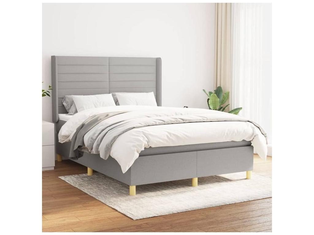 Sommier à Dekonao de lit avec matelas Gris clair 140x200 Tissu EKJP34119