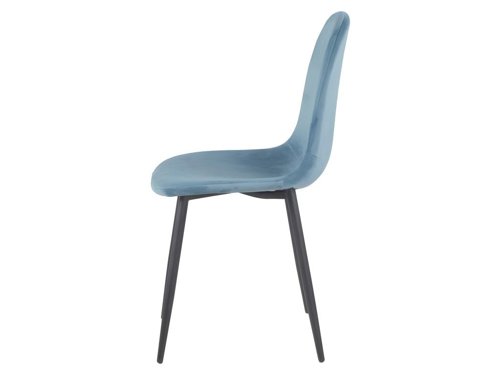 Lot de 2 chaises scandinaves velours bleu et pieds métal noir - Dekonao EOQN69971