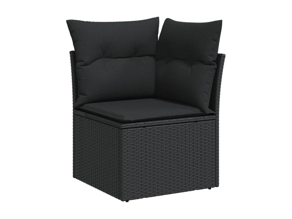 Salon de jardin 9 pcs avec coussins noir résine tressée RHWH39127