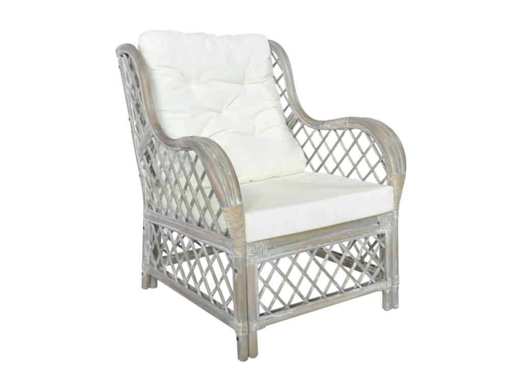 Canapé avec coussin Gris Rotin naturel et lin CQOB60084