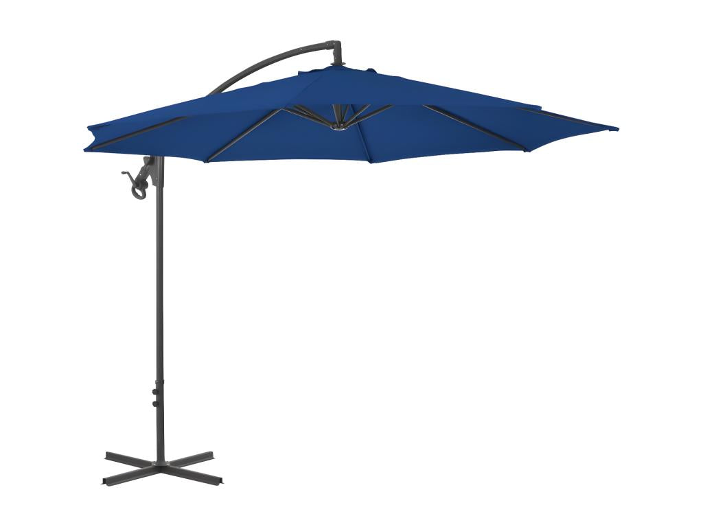 Parasol déporté avec mât en acier 300 cm Bleu azuré PYUY63447