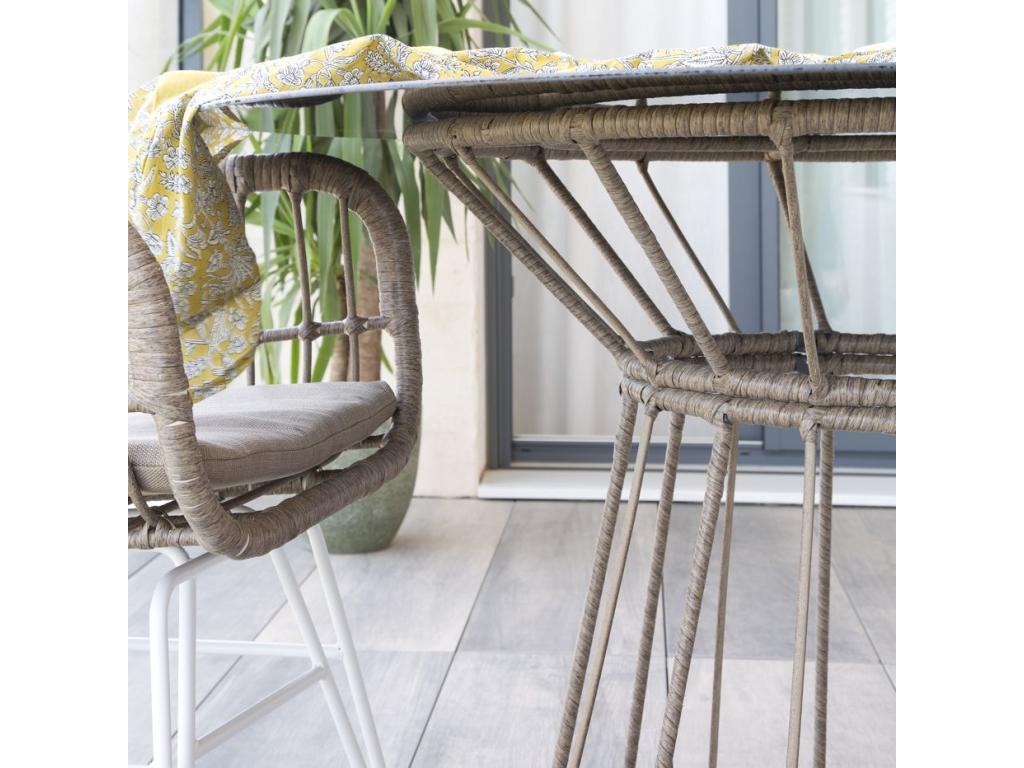 Table de jardin en rotin blanc 110x72 QMBH95969