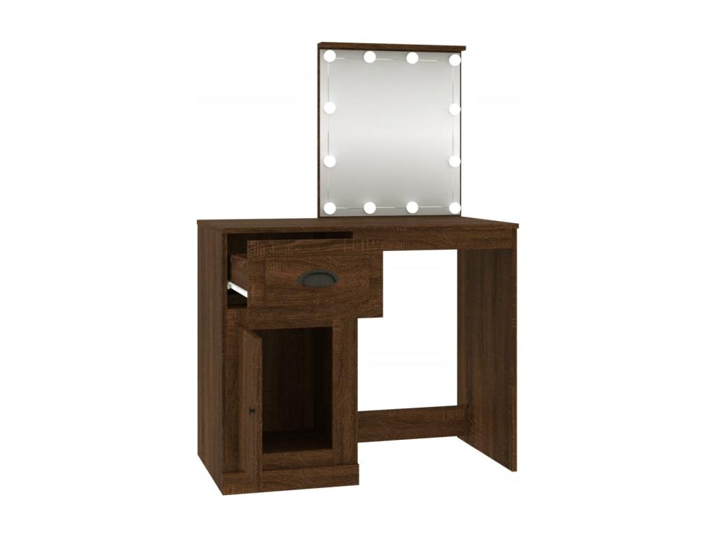 Coiffeuse avec LED chêne marron 90x50x132.5cm bois d'ingénierie YEMX60740