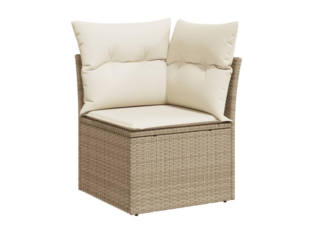 Salon de jardin avec coussins 8 pcs beige résine tressée MFRR22000