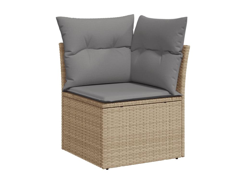 Salon de jardin avec coussins 7 pcs beige résine tressée RJCP72708