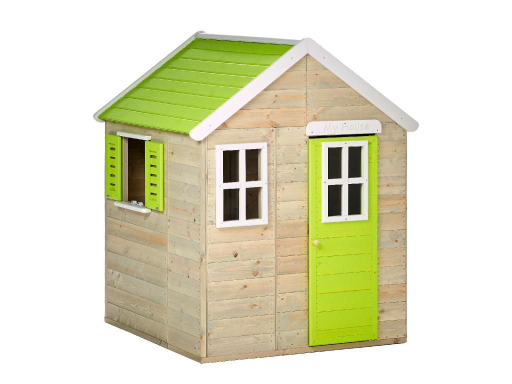 Dekonao - Maison de jardin enfant extérieur - Cabane en Bois avec plancher - Toit étanche - Vert et Blanc DUNV89675