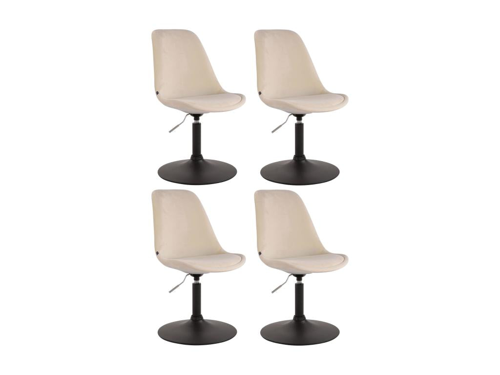 Lot de 4 chaise salle à manger - Velours / Métal - Crème - Ligniva WXRA08911