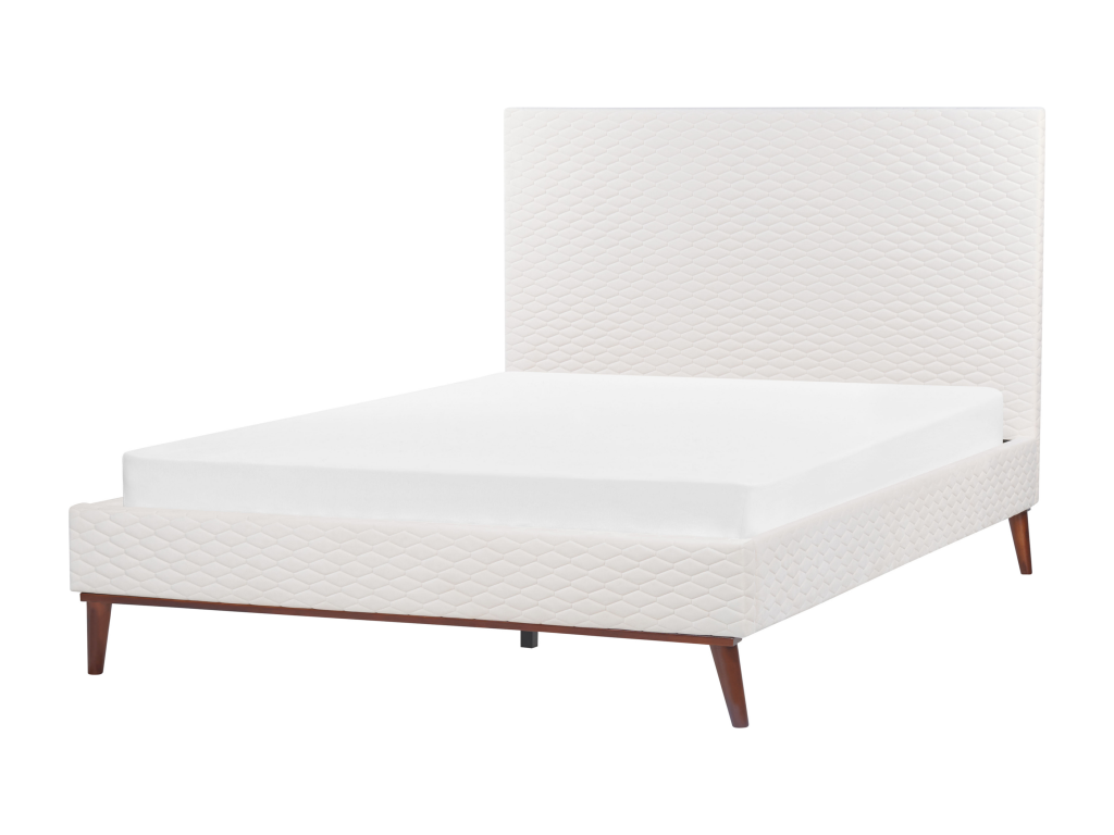 Lit avec sommier Velours Dekonao 160x200 cm Blanc cassé PJSR30598