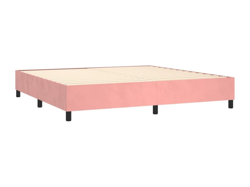 Sommier tapissier avec matelas et LED Rose 200x200 cm Velours LYPB68180