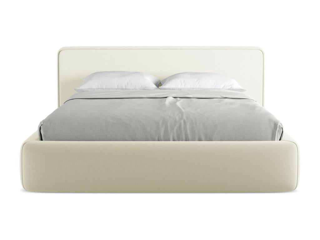 Lit coffre en tissu bouclette 160x200 - blanc - Dekonao ZWNP82366