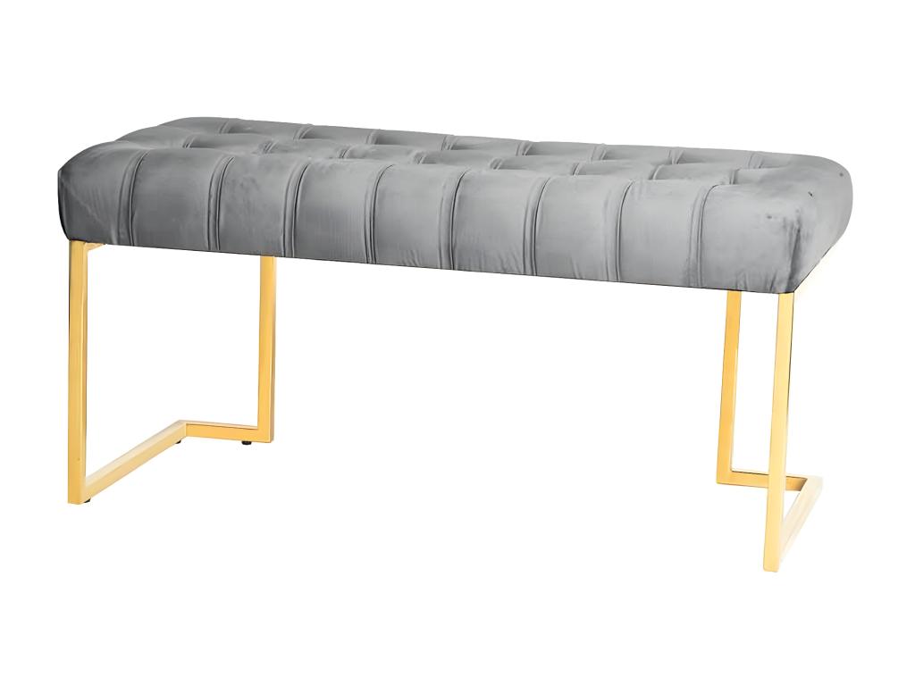Banc Design en Velours Ligniva 100cm Gris / Or UPGO32782