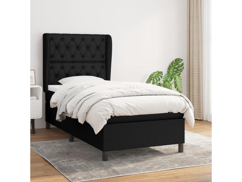 Lit à sommier tapissier et matelas Noir 80x200 cm Tissu OXFS70970