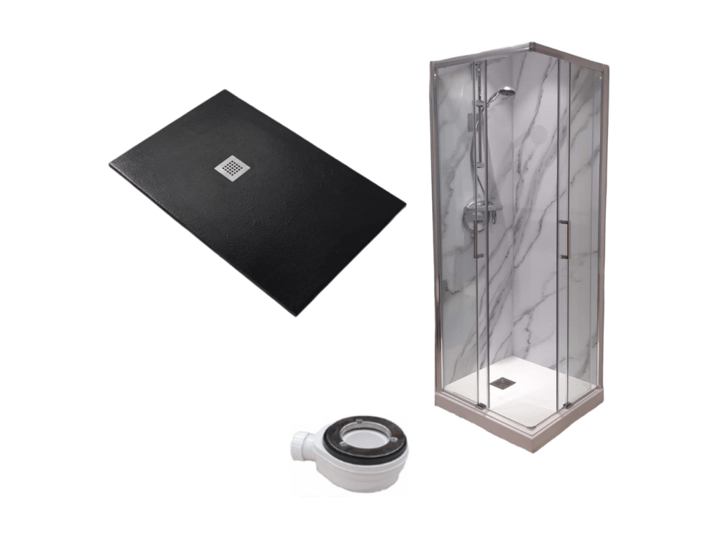 Receveur de Douche 80x120 cm Ligne Dekonao Extra Fin Noir Cabine de Douche 80x120 cm Haut 200 cm Avec Ouverture d'Angle NEHH17521