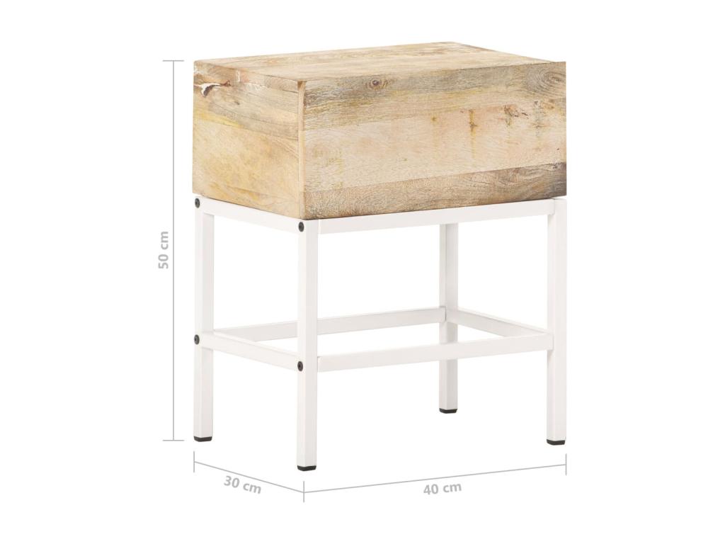 Table de chevet 40x30x50 cm Bois de manguier massif VLUG56078