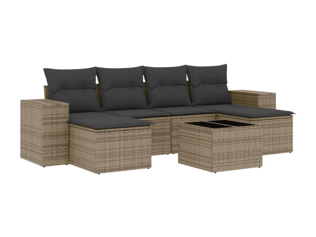 Salon de jardin avec coussins 7 pcs gris résine tressée VGGG17639