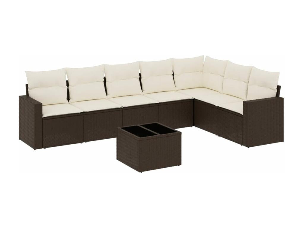 Salon de jardin 8 pcs avec coussins marron résine tressée AUNJ75933
