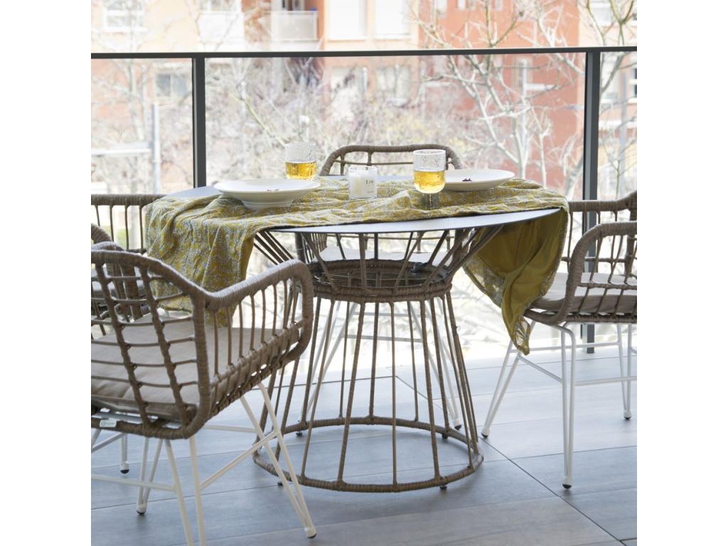 Table de jardin en rotin blanc 110x72 QMBH95969