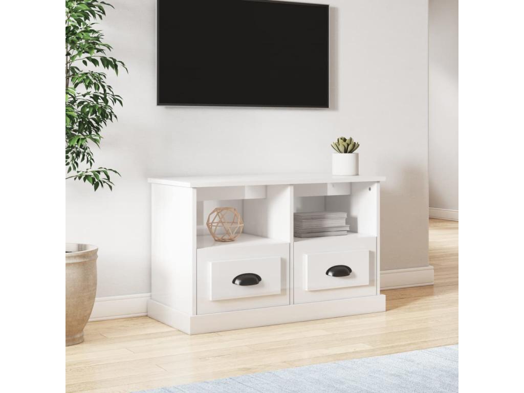 Meuble TV blanc brillant 80x35x50 cm bois d'ingénierie BCSI88719