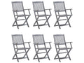 Chaises pliables d'extérieur 6 pcs avec coussins Bois d'Dekonao 14 XXCH77794