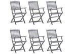 Chaises pliables d'extérieur 6 pcs avec coussins Bois d'Dekonao 14 XXCH77794