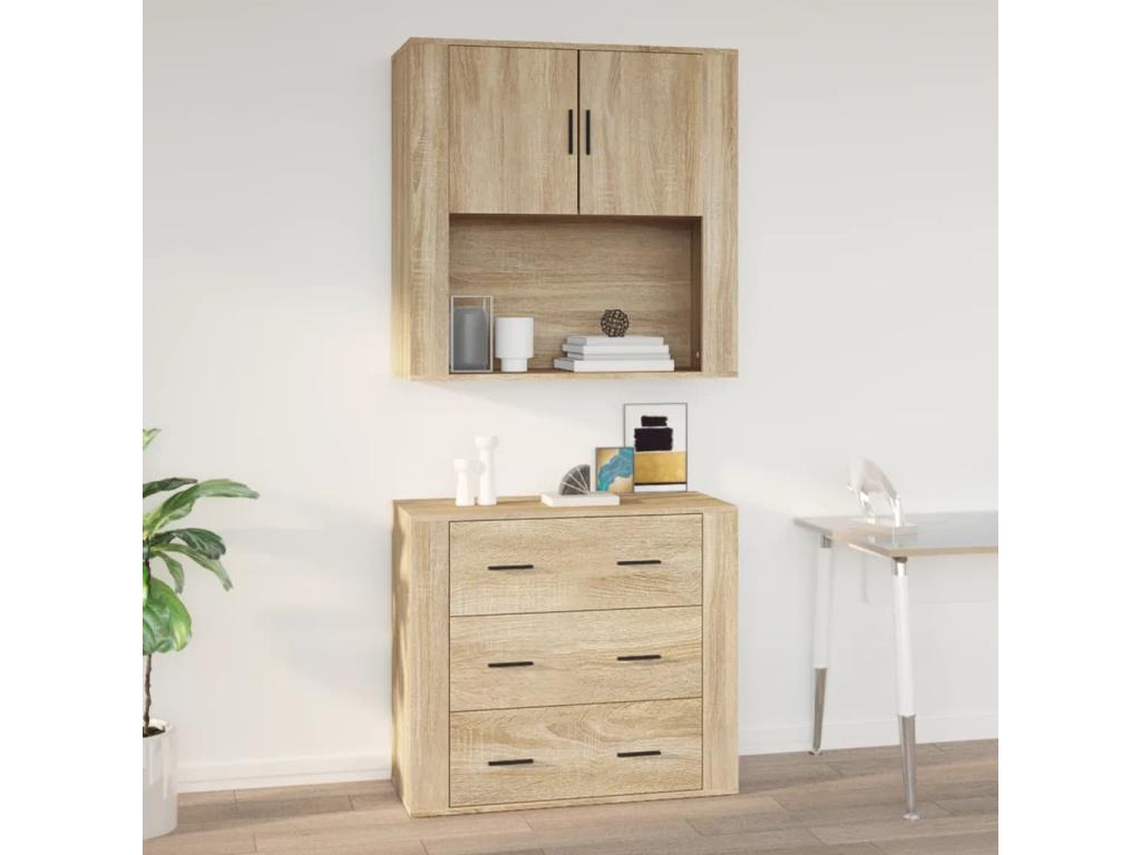 Armoire murale Chêne Ligniva 80x33x80 cm Bois d'ingénierie KWAK36608