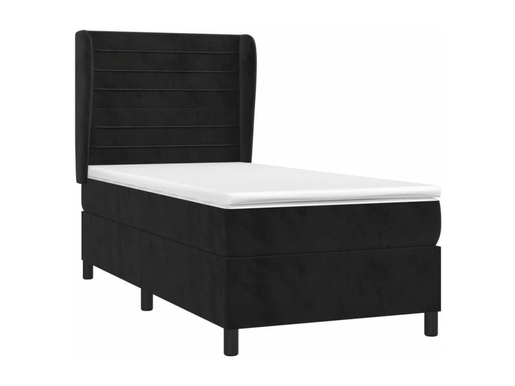 Lit à sommier tapissier avec matelas Noir 100x200 cm Velours PNRE64484