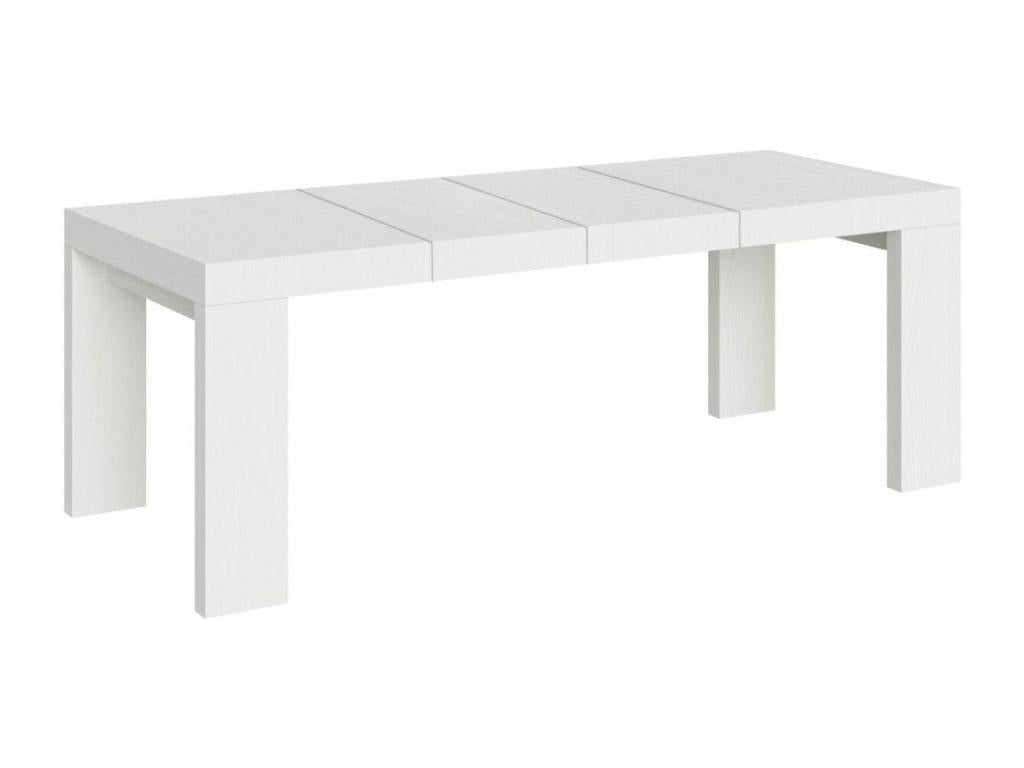 Table à manger extensible en bois Dekonao-Couleur Blanc-Support 4 pieds-2 rallonges épaisses-Largeur extensible 180 à 284cm BOTI87880