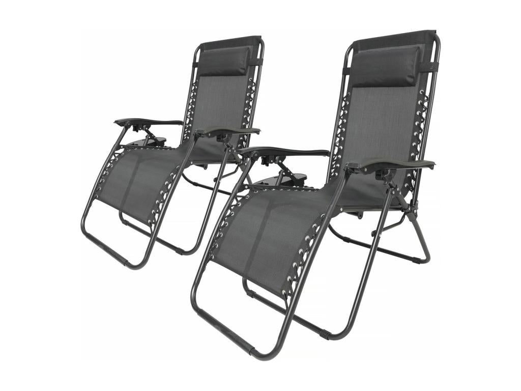 Lot de 2 Fauteuils de jardin inclinables zéro gravité Dekonao - Noir VLJX95500