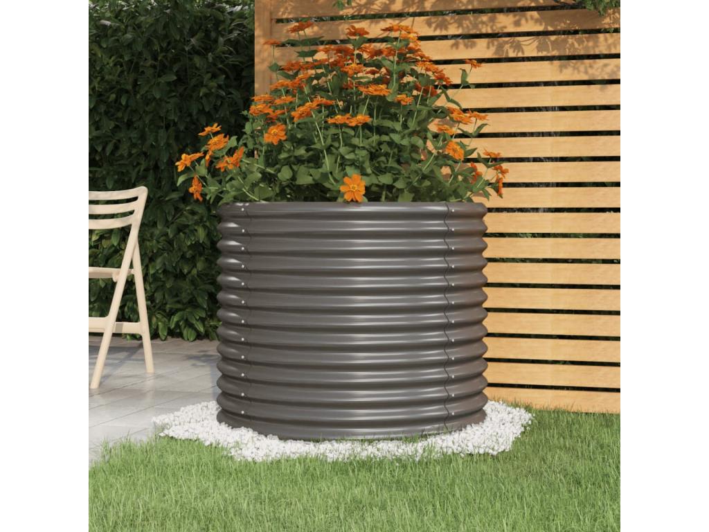 Jardinière de jardin Acier enduit de poudre 80x80x68 Gris TRAX34324
