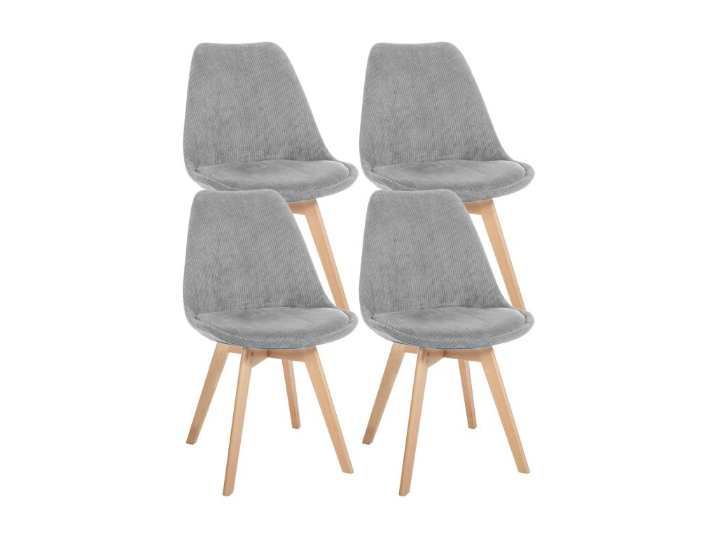 Lot de 4 Chaise de salle à manger - Dekonao / Bois - Gris clair - Dekonao KDSP93459