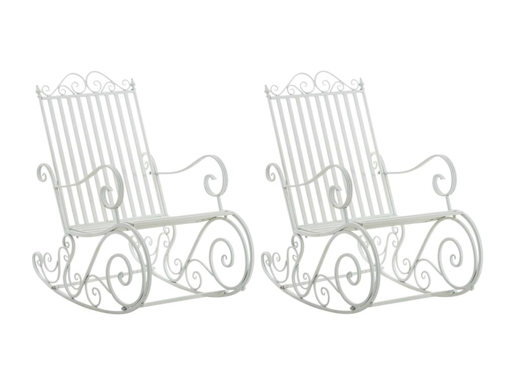 Lot de 2 Fauteuils à bascule - Métal / Métal - Blanc - Dekonao CMGW60906