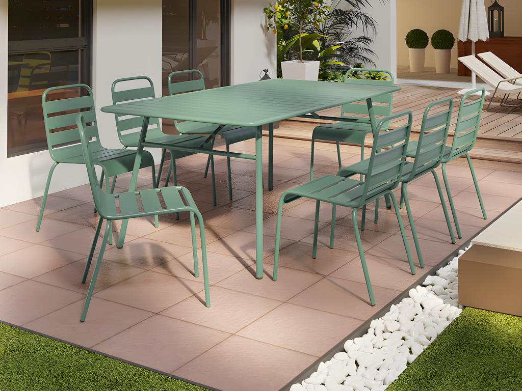 Table de jardin L.200 cm en métal - Vert amande - Dekonao SQAW04602