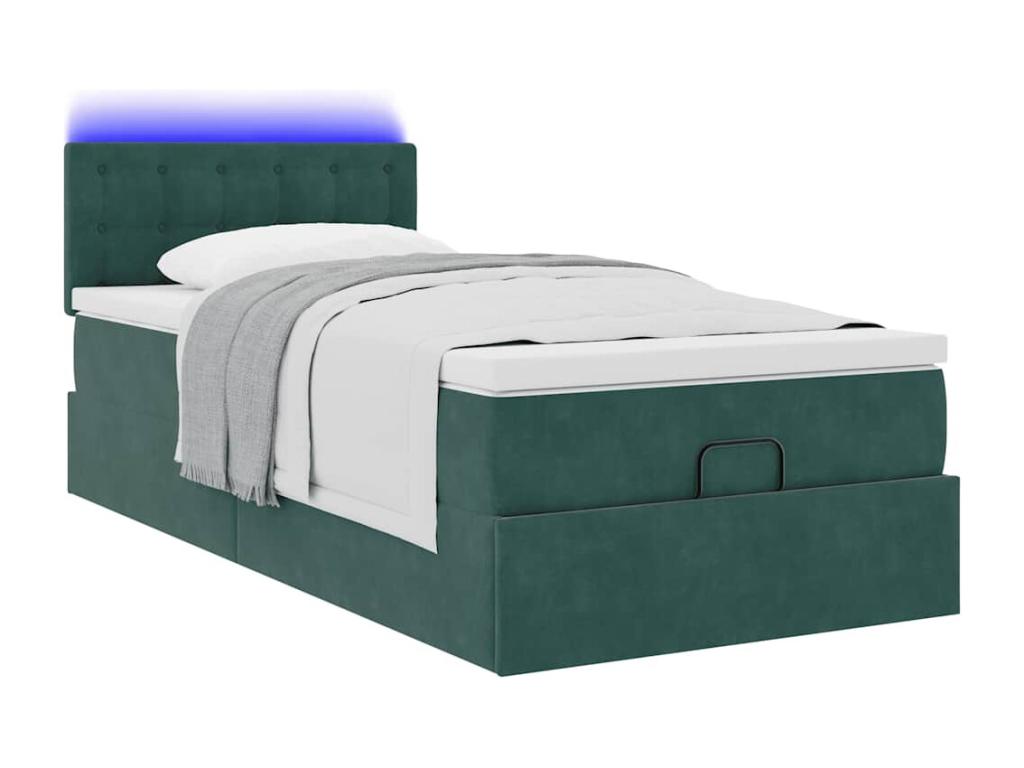 Cadre de lit Dekonao avec matelas vert foncé 80x200 cm velours XDEI45911