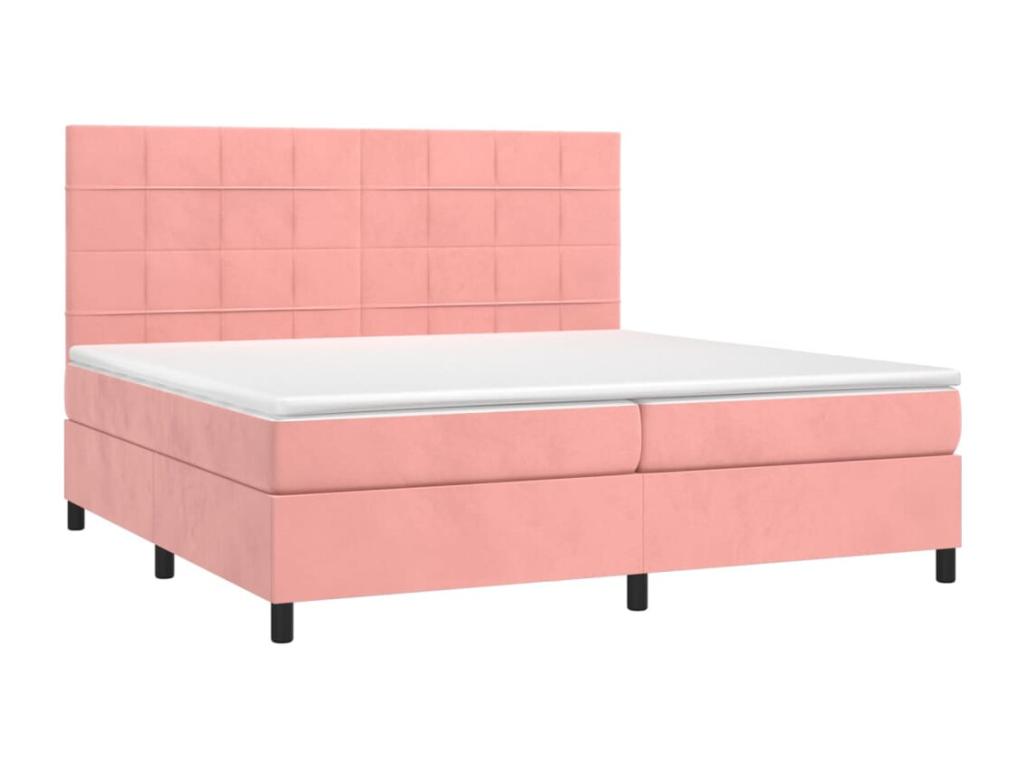 Sommier tapissier avec matelas et LED Rose 200x200 cm Velours LYPB68180