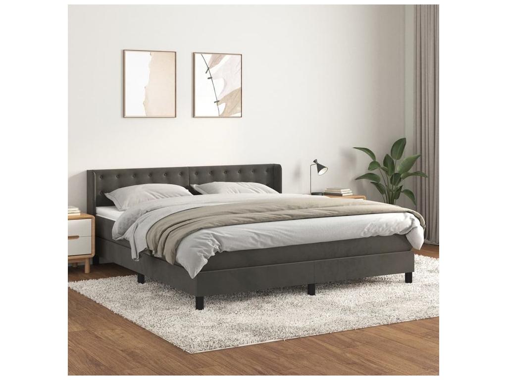 Sommier à Dékonao de lit et matelas Gris foncé 180x200 Velours RBQD13775