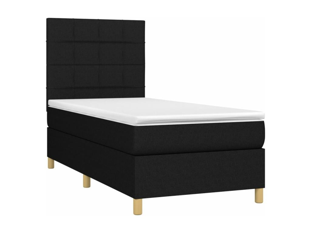 Sommier à Nobellea de lit et matelas et LED Noir 90x200 cm Tissu TIWV96123