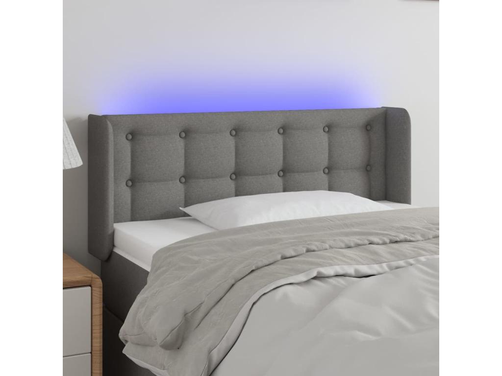 Tête de lit à LED Gris foncé 103x16x78/88 cm Tissu CRBI51371