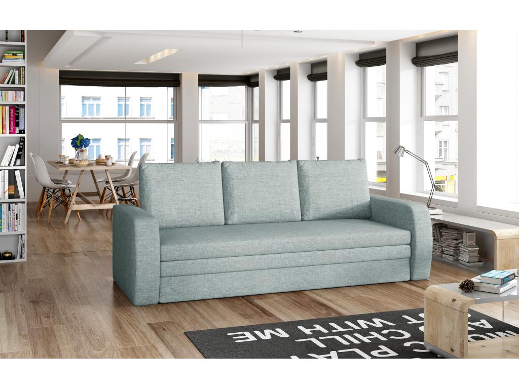 Canapé lit tissu vert d'eau avec coffre de rangement Nobellea 220cm OAZN73008