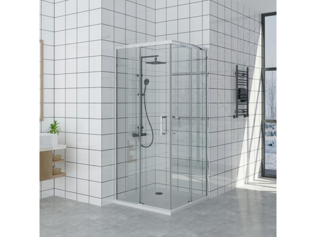 Cabine de douche 75x165 cm ouverture d'angle avec entrée facile hauteur 200 cm en verre trempé SKUV65978