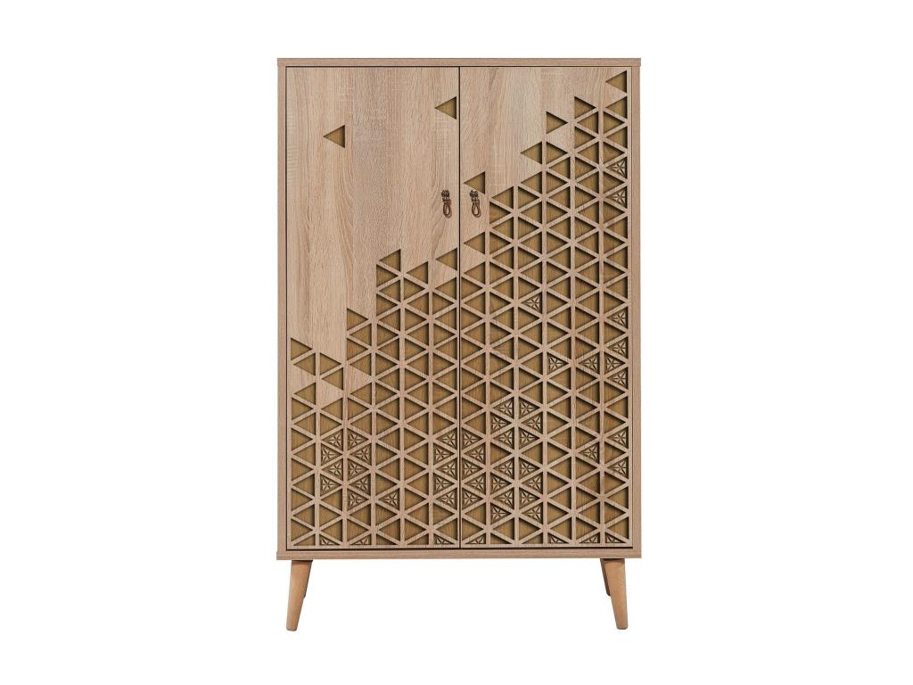 Commode haute 2 portes en bois clair Dekonao 120 TGNT39235